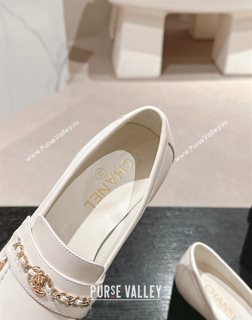 Chanel Calfskin Loafers with Chain White 2024 CH101705 (MD-241017025)