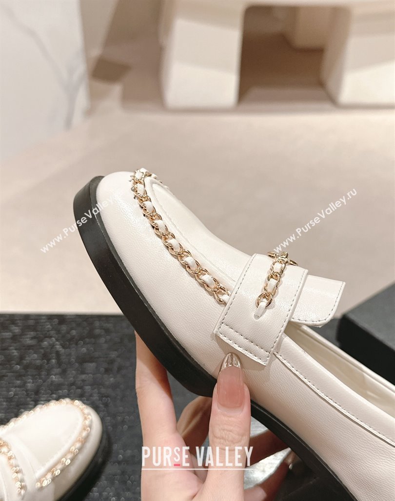 Chanel Calfskin Loafers with Chain White 2024 CH101705 (MD-241017025)