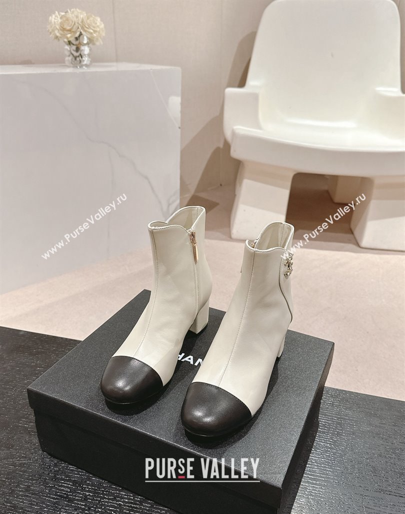 Chanel Calfskin Ankle Boots with Stone CC White 2024 CH101612 (MD-241016045)