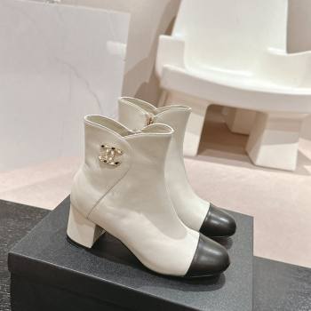 Chanel Calfskin Ankle Boots with Stone CC White 2024 CH101612 (MD-241016045)