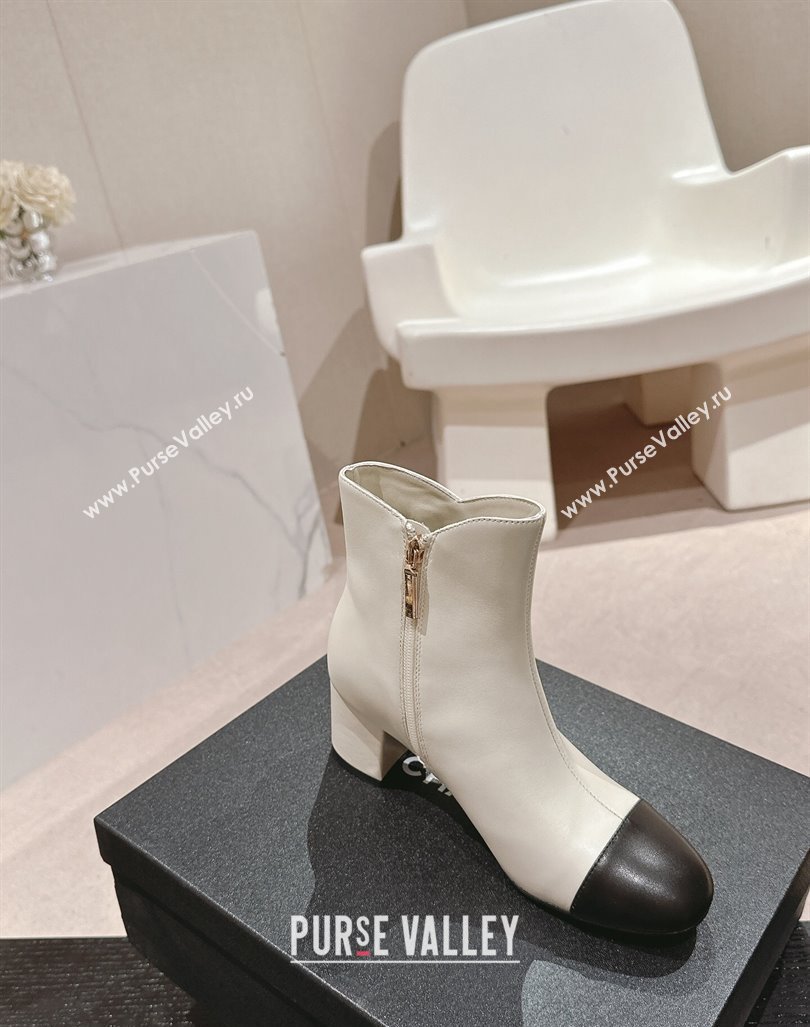 Chanel Calfskin Ankle Boots with Stone CC White 2024 CH101612 (MD-241016045)