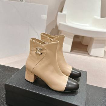 Chanel Calfskin Ankle Boots with Stone CC Beige 2024 CH101612 (MD-241016046)