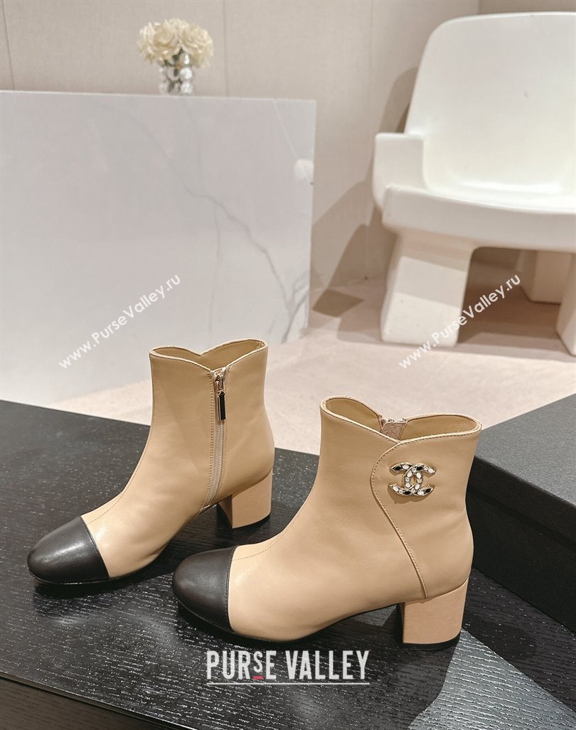 Chanel Calfskin Ankle Boots with Stone CC Beige 2024 CH101612 (MD-241016046)