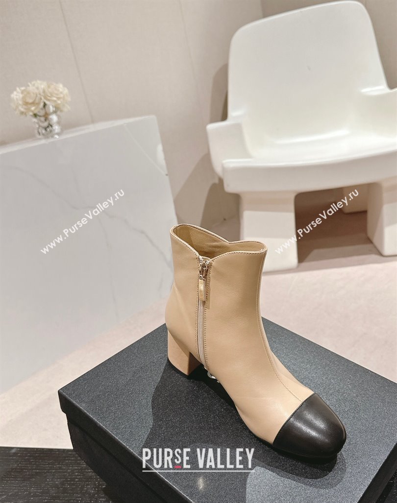 Chanel Calfskin Ankle Boots with Stone CC Beige 2024 CH101612 (MD-241016046)