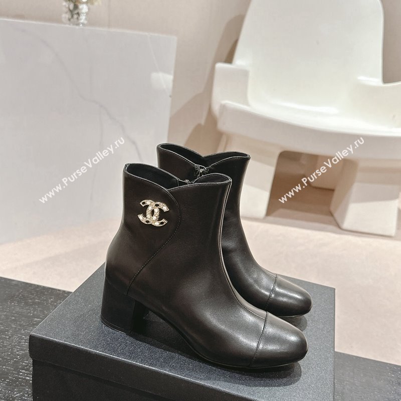 Chanel Calfskin Ankle Boots with Stone CC Black 2024 CH101612 (MD-241016047)