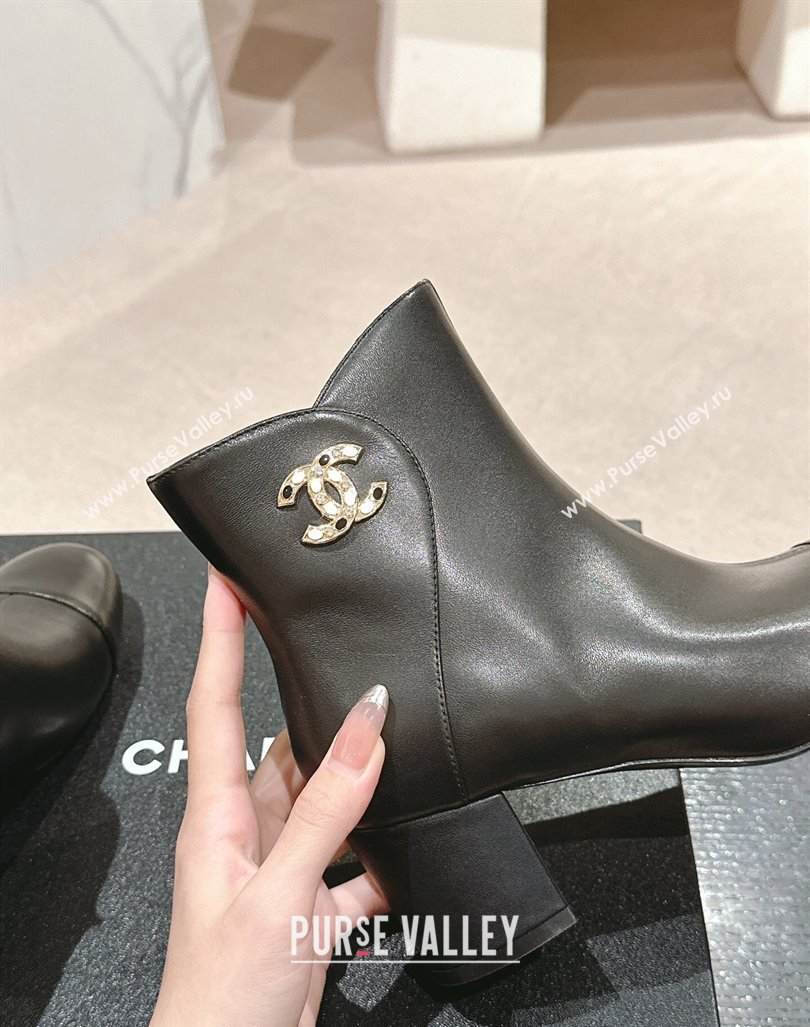 Chanel Calfskin Ankle Boots with Stone CC Black 2024 CH101612 (MD-241016047)