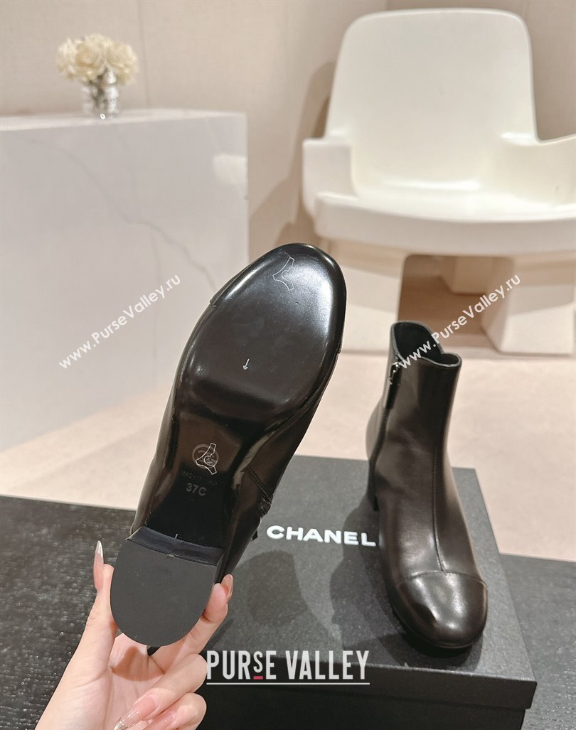 Chanel Calfskin Ankle Boots with Stone CC Black 2024 CH101612 (MD-241016047)