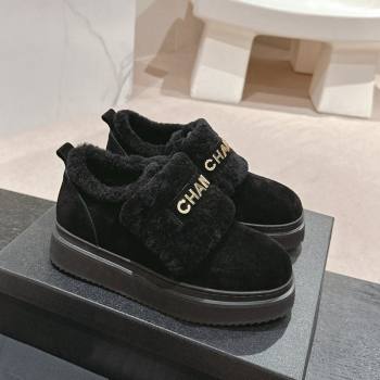 Chanel Suede and Wool Fur Loafers Black 2024 CH101501 (MD-241015071)