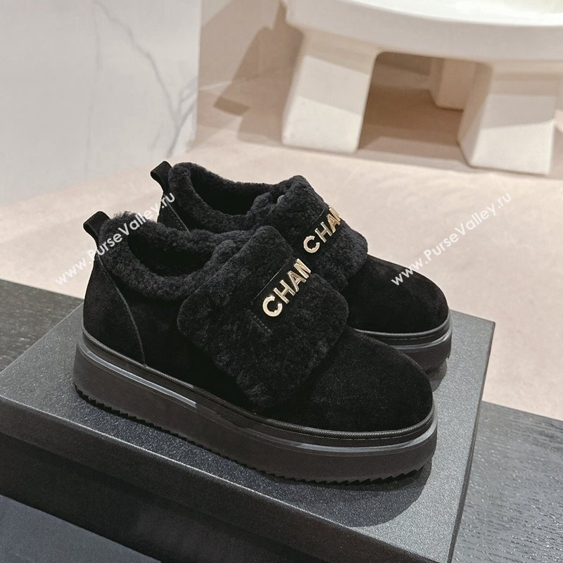 Chanel Suede and Wool Fur Loafers Black 2024 CH101501 (MD-241015071)