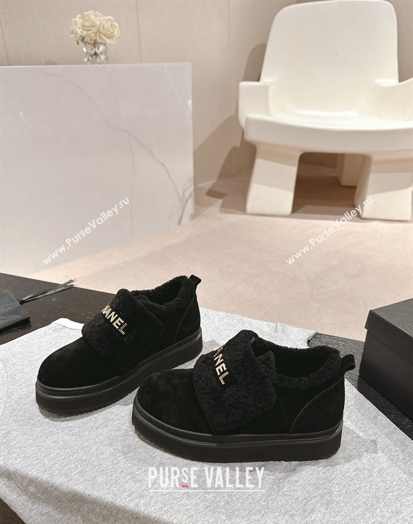 Chanel Suede and Wool Fur Loafers Black 2024 CH101501 (MD-241015071)