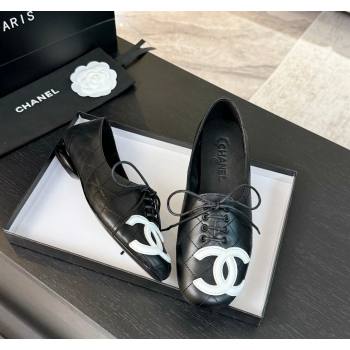 Chanel Calfskin Laced-up Loafers Black 2024 CH101508 (MD-241015104)