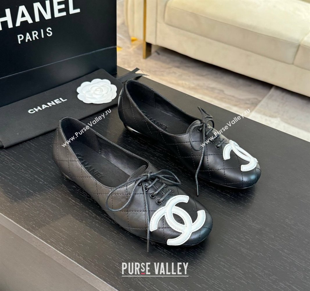 Chanel Calfskin Laced-up Loafers Black 2024 CH101508 (MD-241015104)