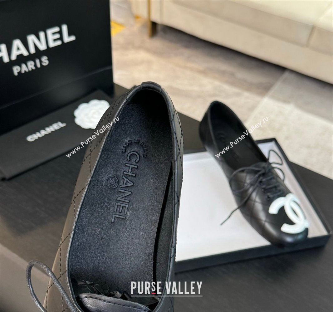 Chanel Calfskin Laced-up Loafers Black 2024 CH101508 (MD-241015104)