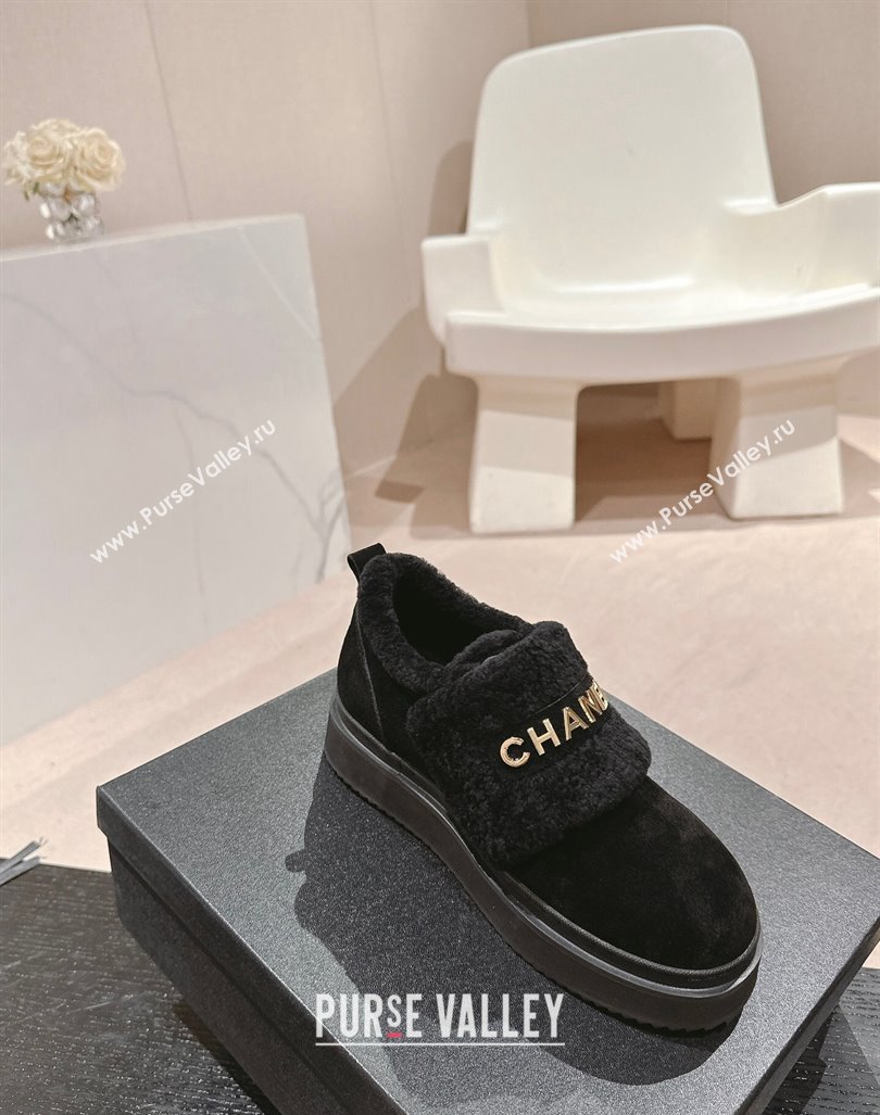 Chanel Suede and Wool Fur Loafers Black 2024 CH101501 (MD-241015071)