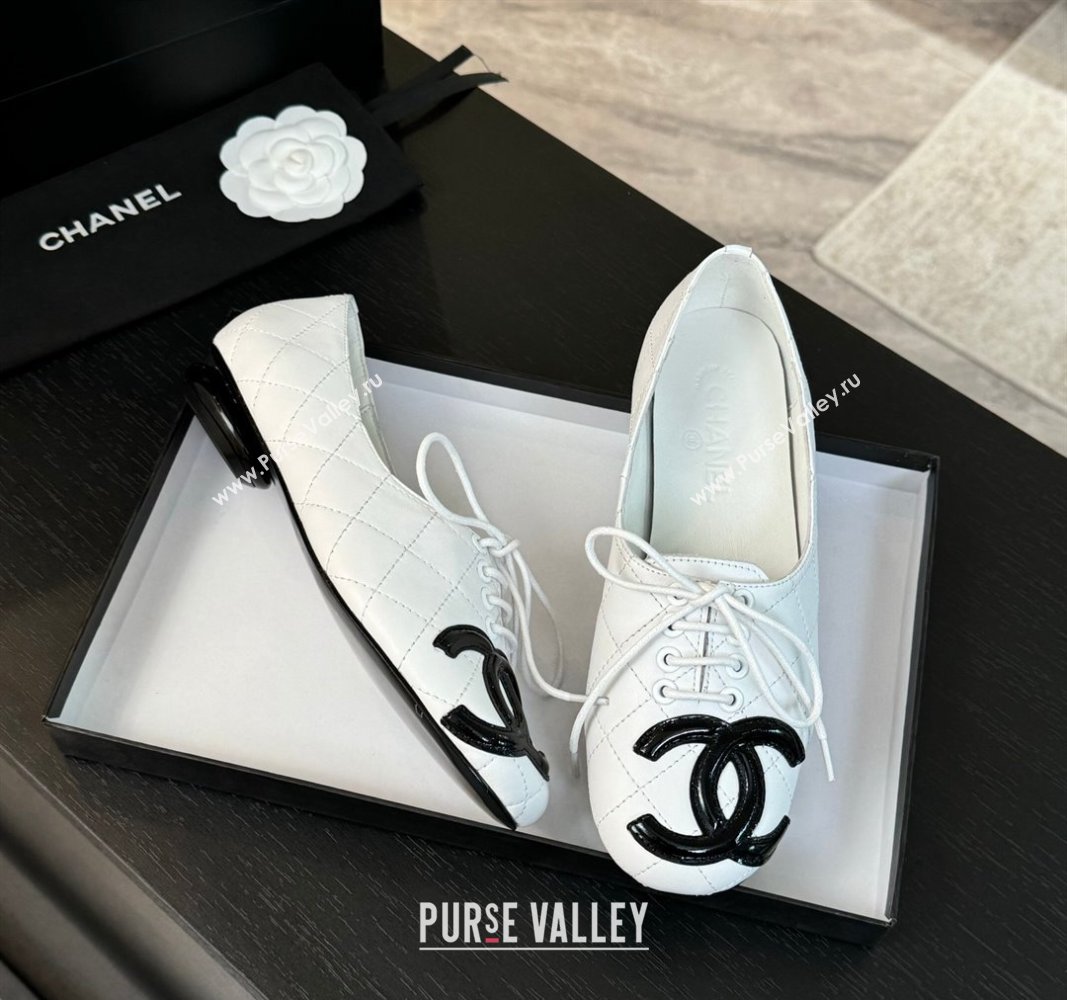 Chanel Calfskin Laced-up Loafers White 2024 CH101508 (MD-241015105)