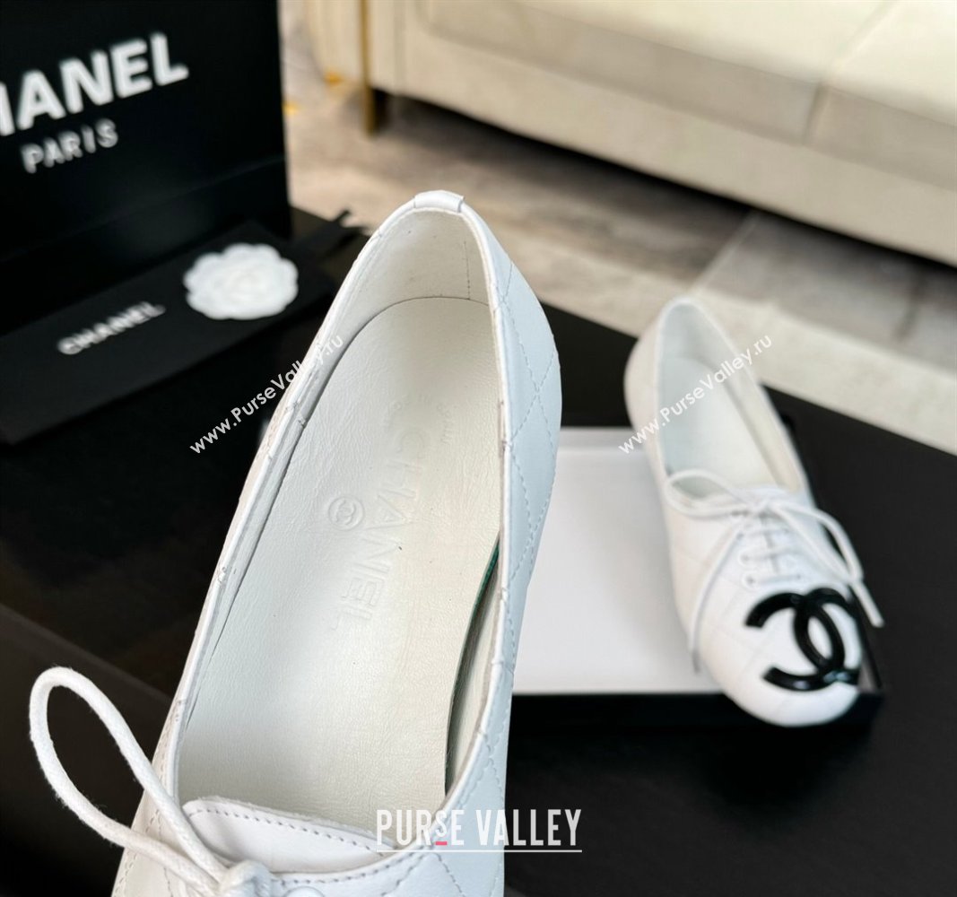 Chanel Calfskin Laced-up Loafers White 2024 CH101508 (MD-241015105)