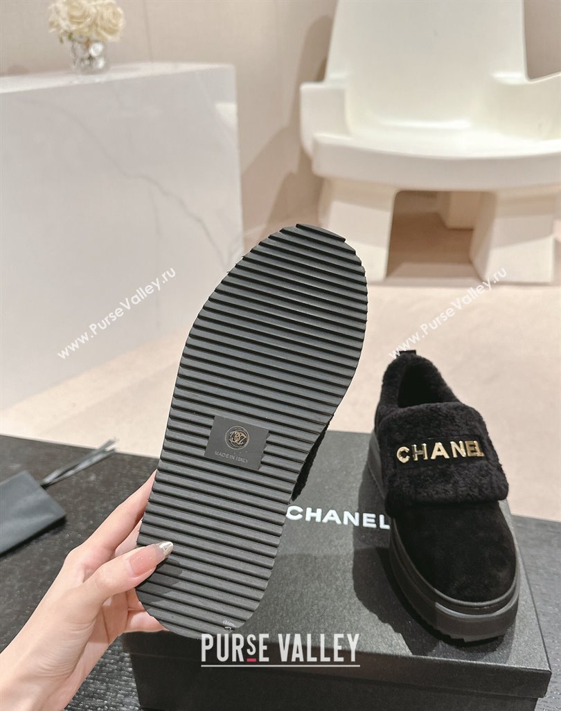 Chanel Suede and Wool Fur Loafers Black 2024 CH101501 (MD-241015071)