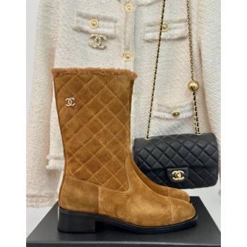 Chanel Quilted Suede Medium Boots Brown 2024 CH101502 (MD-241015076)