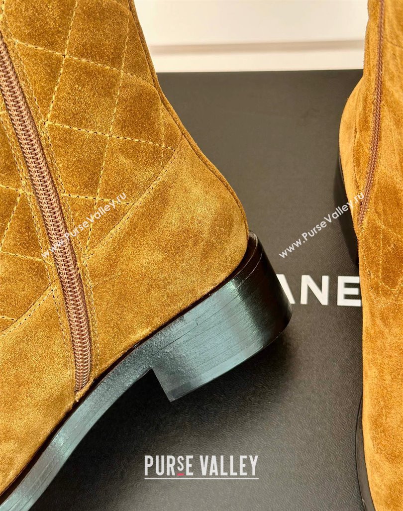 Chanel Quilted Suede Medium Boots Brown 2024 CH101502 (MD-241015076)