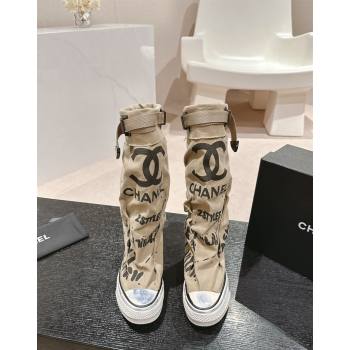 Chanel Denim Sneaker High Boots with Buckle Beige 2024 CH101510 (MD-241015120)