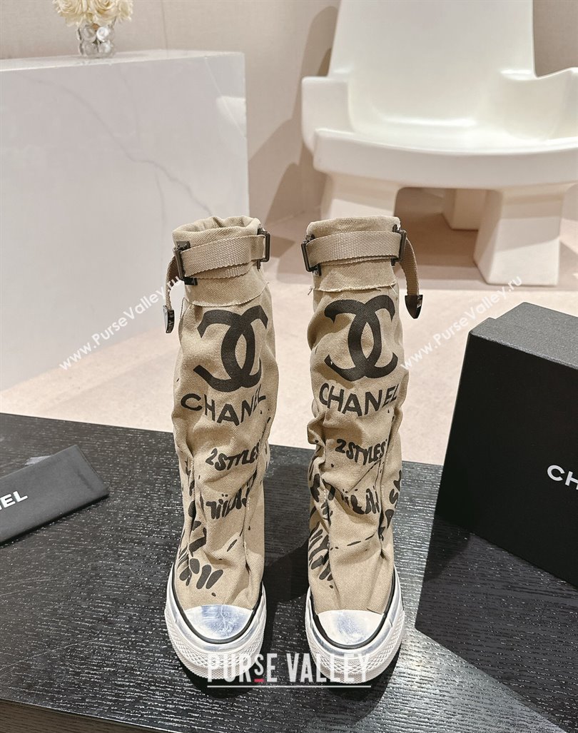 Chanel Denim Sneaker High Boots with Buckle Beige 2024 CH101510 (MD-241015120)