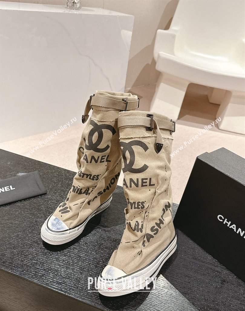 Chanel Denim Sneaker High Boots with Buckle Beige 2024 CH101510 (MD-241015120)