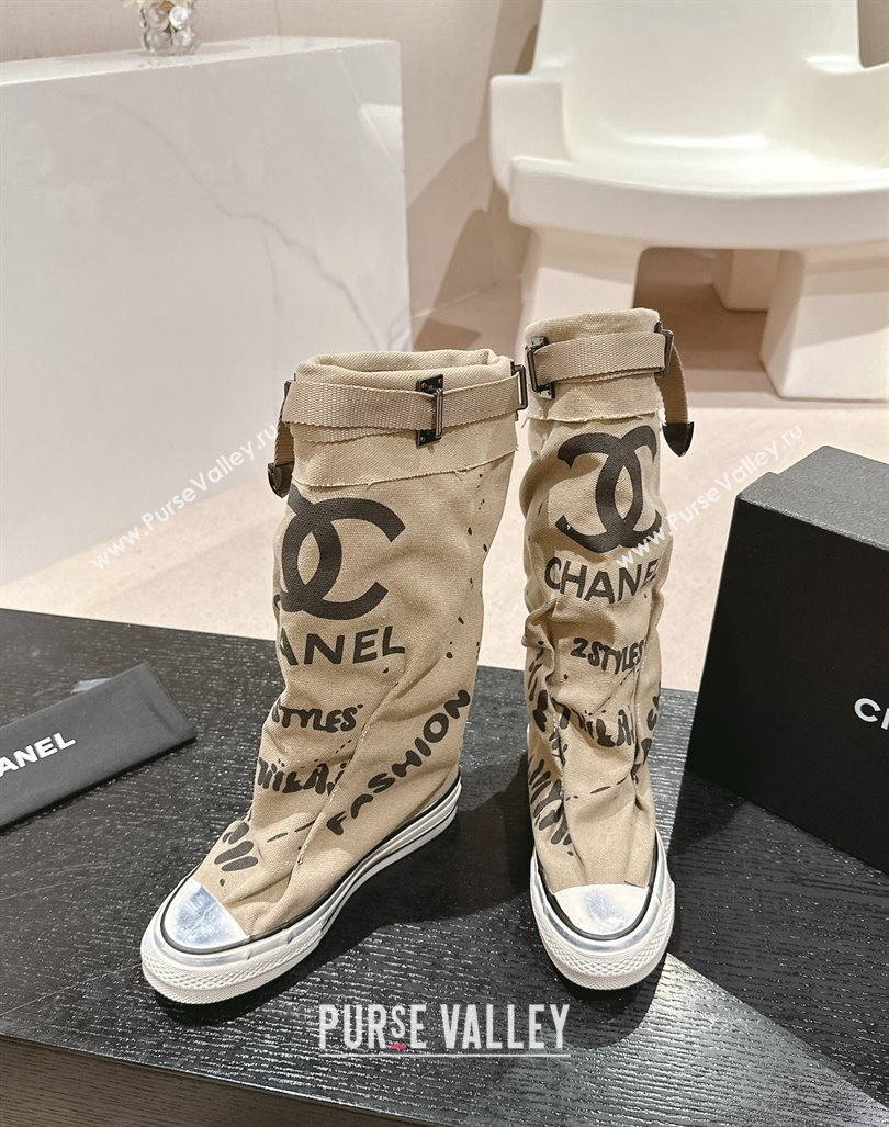 Chanel Denim Sneaker High Boots with Buckle Beige 2024 CH101510 (MD-241015120)