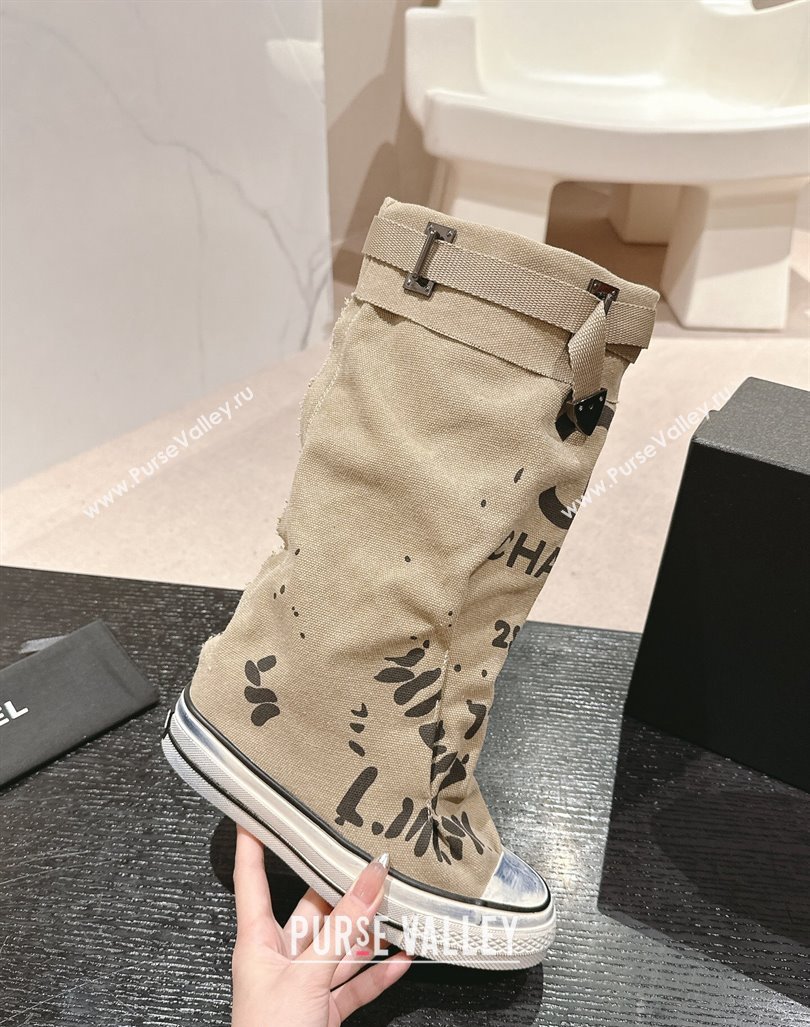 Chanel Denim Sneaker High Boots with Buckle Beige 2024 CH101510 (MD-241015120)