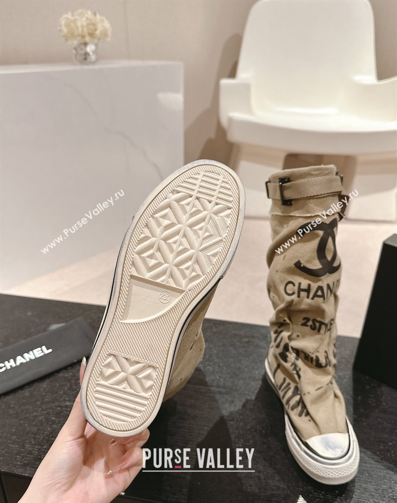 Chanel Denim Sneaker High Boots with Buckle Beige 2024 CH101510 (MD-241015120)