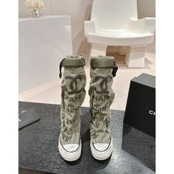 Chanel Denim Sneaker High Boots with Buckle Green 2024 CH101510 (MD-241015121)