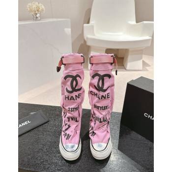 Chanel Denim Sneaker High Boots with Buckle Pink 2024 CH101510 (MD-241015122)