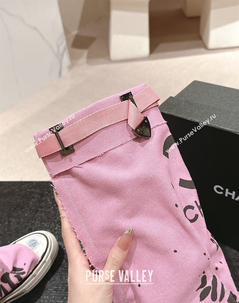 Chanel Denim Sneaker High Boots with Buckle Pink 2024 CH101510 (MD-241015122)