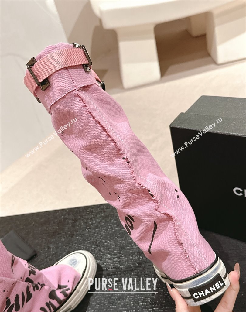 Chanel Denim Sneaker High Boots with Buckle Pink 2024 CH101510 (MD-241015122)