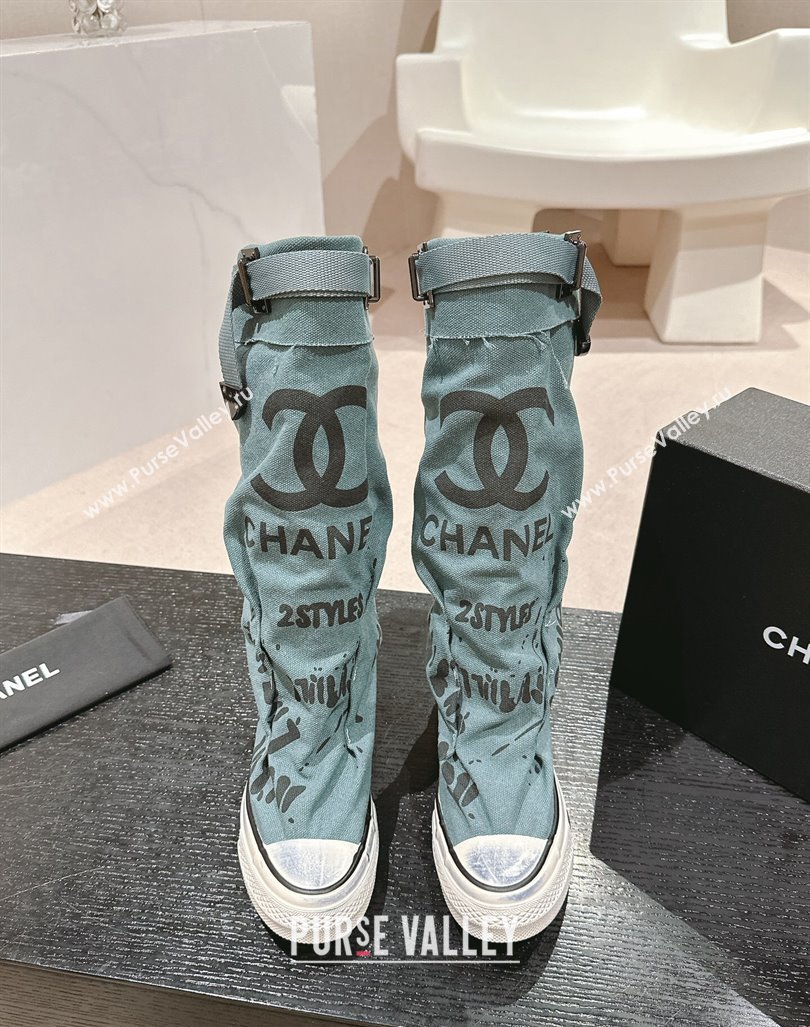 Chanel Denim Sneaker High Boots with Buckle Blue2 2024 CH101510 (MD-241015123)