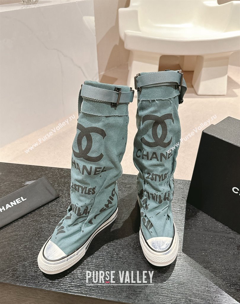 Chanel Denim Sneaker High Boots with Buckle Blue2 2024 CH101510 (MD-241015123)