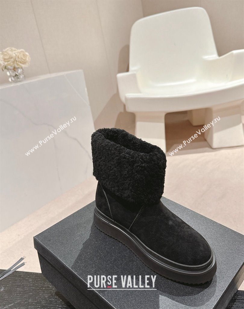 Chanel Suede and Wool Fur Platform Ankle Boots Black 2024 CH101501 (MD-241015072)