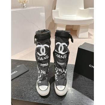 Chanel Denim Sneaker High Boots with Buckle Black 2024 CH101510 (MD-241015124)