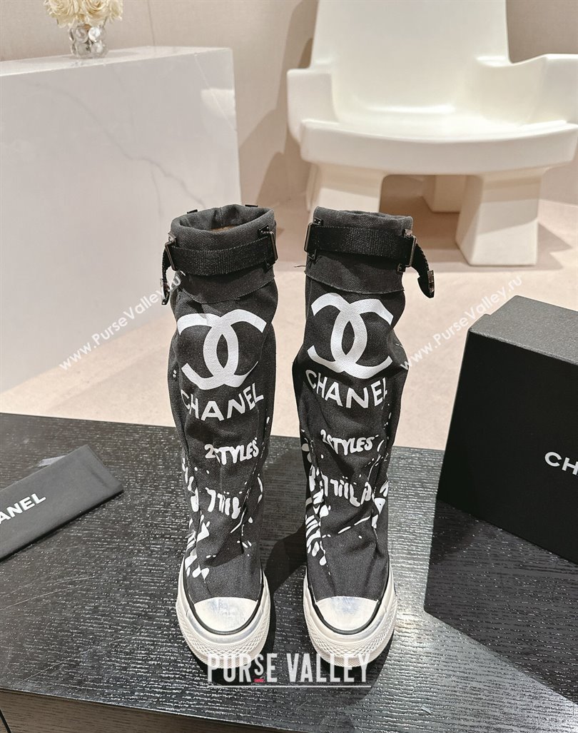 Chanel Denim Sneaker High Boots with Buckle Black 2024 CH101510 (MD-241015124)