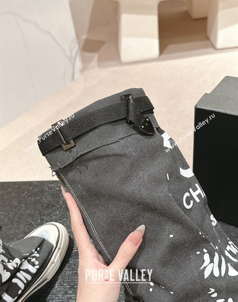 Chanel Denim Sneaker High Boots with Buckle Black 2024 CH101510 (MD-241015124)