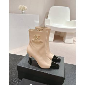 Chanel Calfskin Ankle Boots with Charms Buckle Strap Beige 2024 CH101601 (MD-241016007)