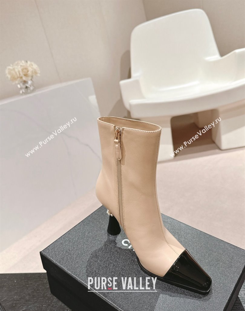 Chanel Calfskin Ankle Boots with Charms Buckle Strap Beige 2024 CH101601 (MD-241016007)