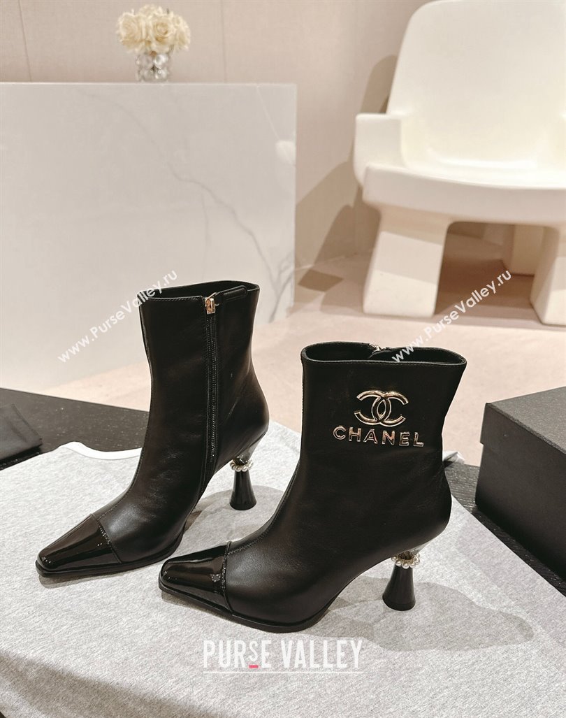 Chanel Calfskin Ankle Boots with Charms Buckle Strap Black 2024 CH101601 (MD-241016008)