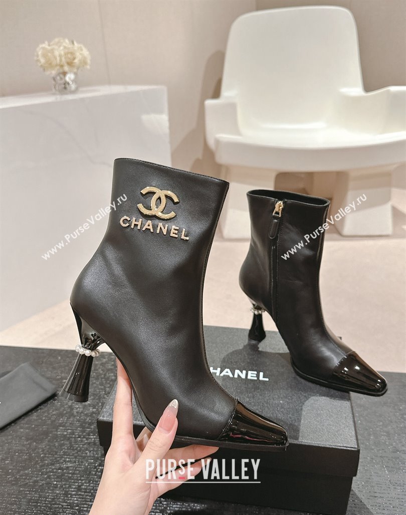 Chanel Calfskin Ankle Boots with Charms Buckle Strap Black 2024 CH101601 (MD-241016008)