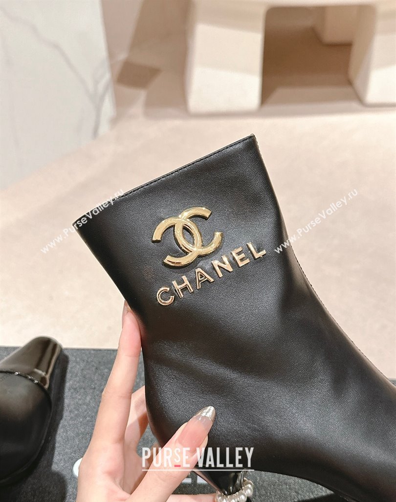 Chanel Calfskin Ankle Boots with Charms Buckle Strap Black 2024 CH101601 (MD-241016008)