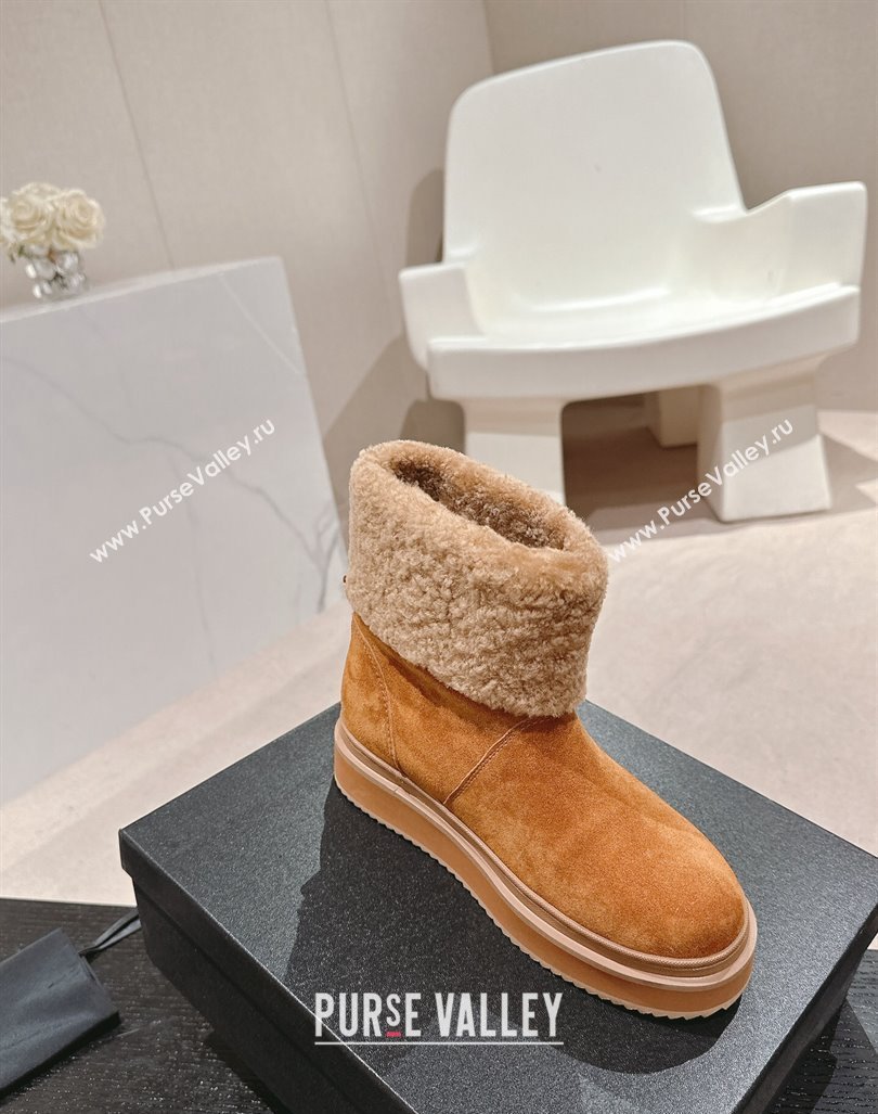 Chanel Suede and Wool Fur Platform Ankle Boots Brown 2024 CH101501 (MD-241015073)