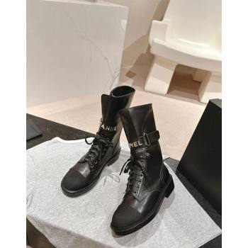 Chanel Calfskin Ankle Boots with CHANEL Buckle Black 2024 CH101603 (MD-241016020)