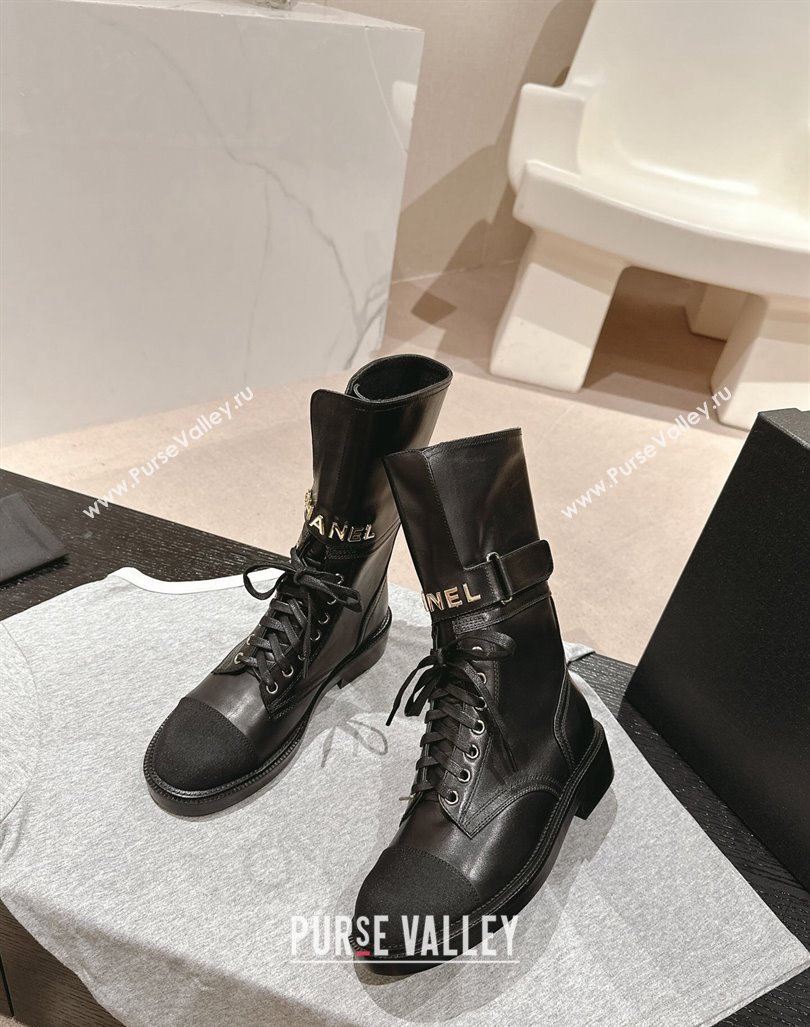 Chanel Calfskin Ankle Boots with CHANEL Buckle Black 2024 CH101603 (MD-241016020)