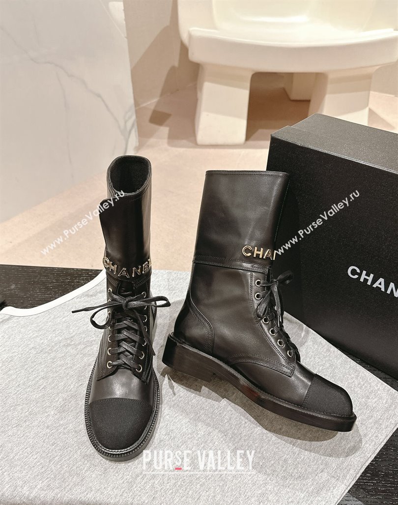 Chanel Calfskin Ankle Boots with CHANEL Buckle Black 2024 CH101603 (MD-241016020)