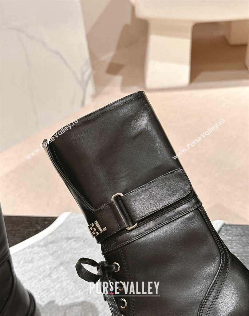 Chanel Calfskin Ankle Boots with CHANEL Buckle Black 2024 CH101603 (MD-241016020)