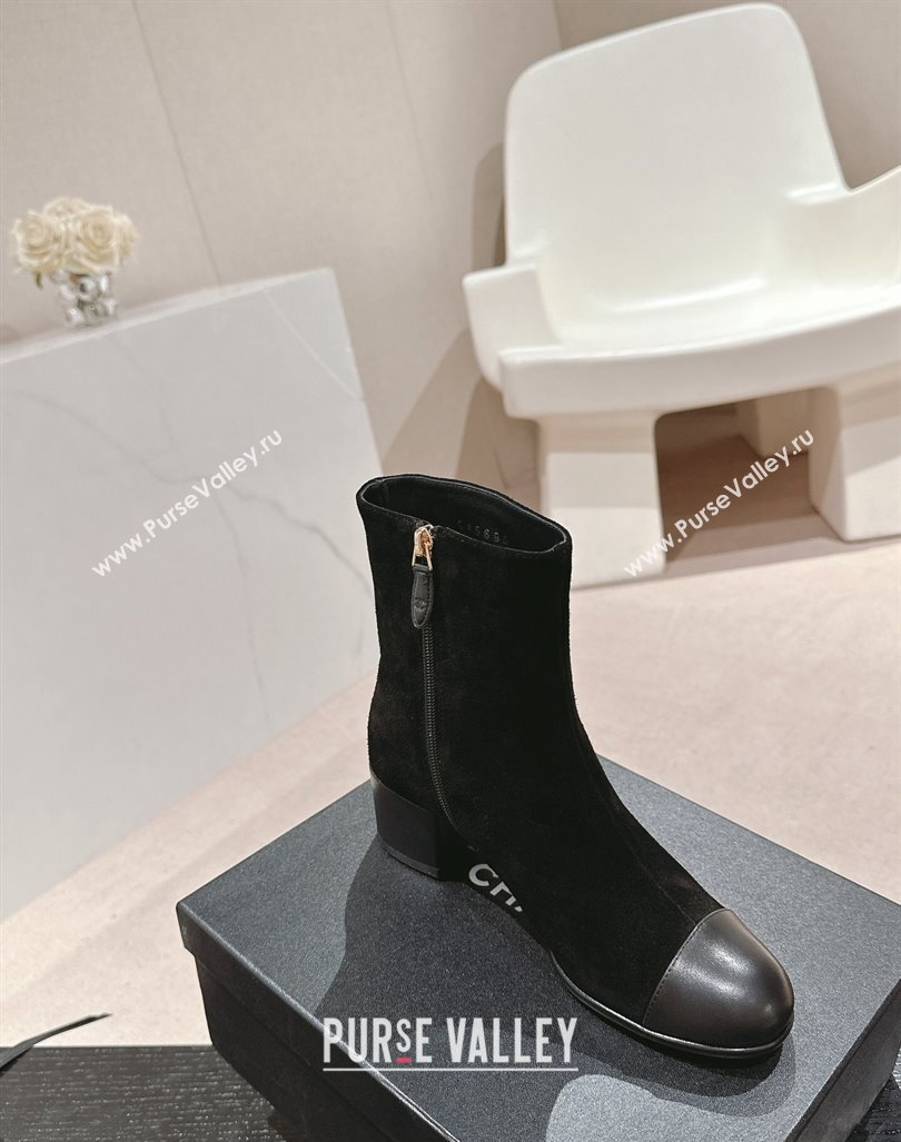 Chanel Suede Leather Ankle Boots with Pocket Black 2024 CH101604 (MD-241016021)